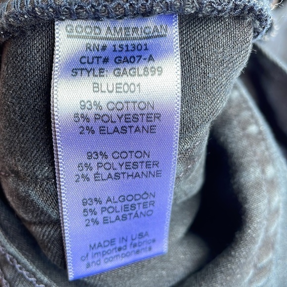 Good American Jeans Pants Good Legs Dark Blue Wash Denim Distressed Stretch 26 - Picture 6 of 7